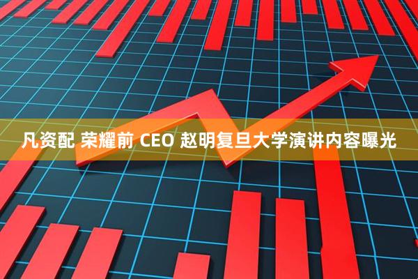 凡资配 荣耀前 CEO 赵明复旦大学演讲内容曝光